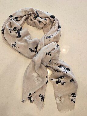 Banana Republic Floral Summer Lightweight Scarf Wrap Accessory - Navy & Gray
